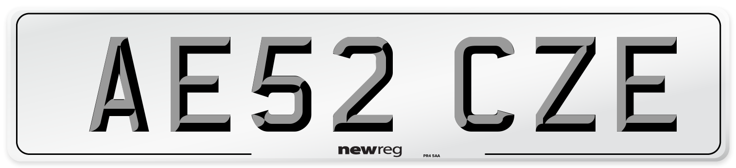 AE52 CZE Number Plate from New Reg